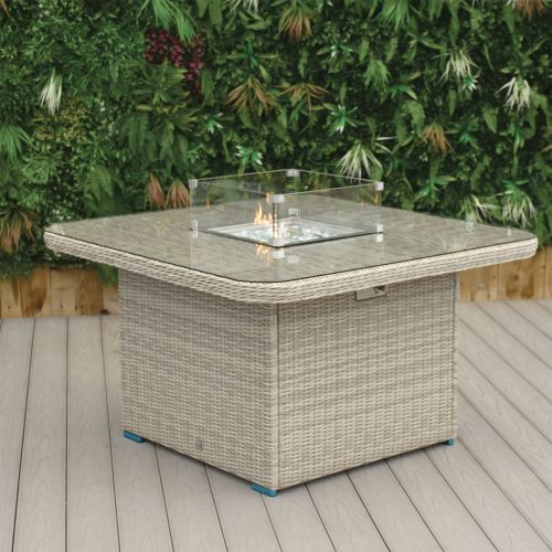 Hamilton Square Rattan Gas Firepit Table