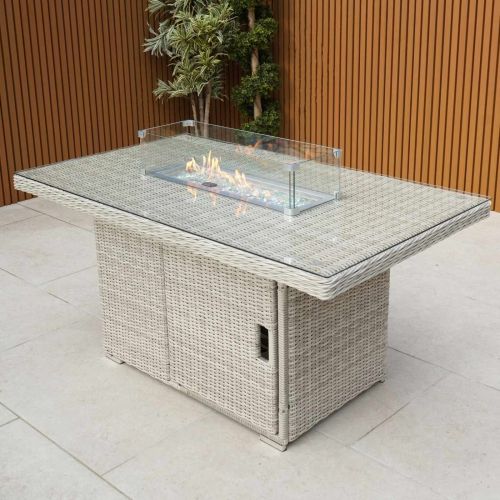 Hamilton Rectangular Rattan Gas Firepit Table