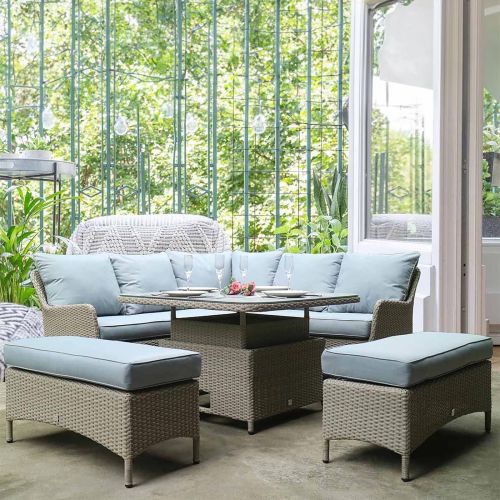 Adelaide Rattan Corner Outdoor Dining Set with Square Rising Table