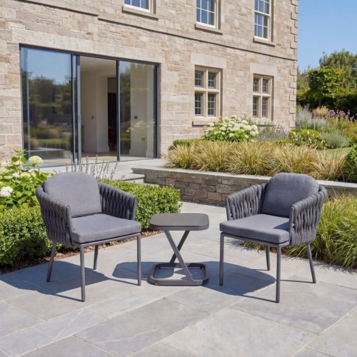 Galaxy Aranweave Side Table Bistro Set in Grey