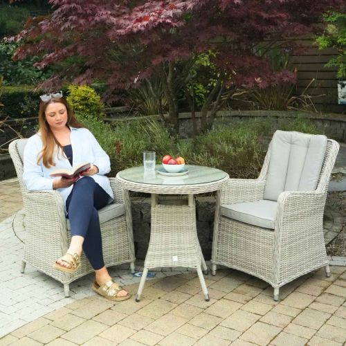 Hamilton Rattan Bistro Set with Glass Top Round Table