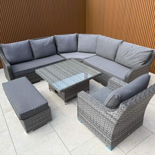 Vancouver Corner Sofa Set with Rising Table, Bench and Single Sofa
