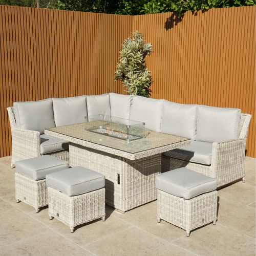 Hamilton Corner Dining Set with Left Hand Sofa and Rectangular Firepit Table