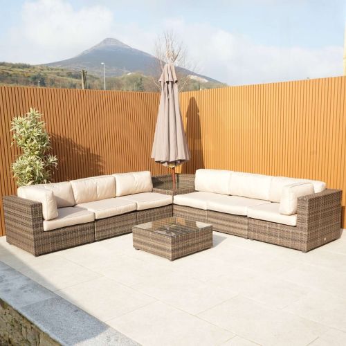 Elvas Corner Sofa Outdoor Furniture Set - Brown