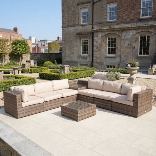 Elvas Corner Sofa Outdoor Furniture Set - Brown