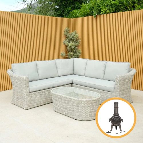 Hamilton Small Corner Rattan Sofa Set with Coffee Table - Grey