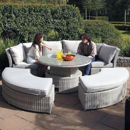 Hamilton Lifestyle Rattan Lounge/Dining Set with Rising Table - Grey