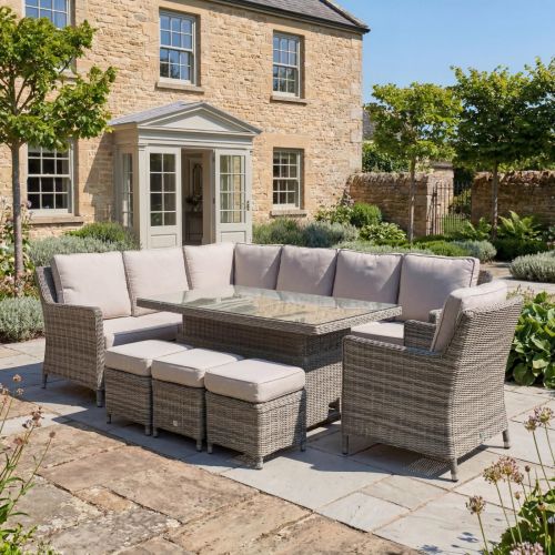 Hamilton Rattan Corner Dining Set with Rising Table and Armchair