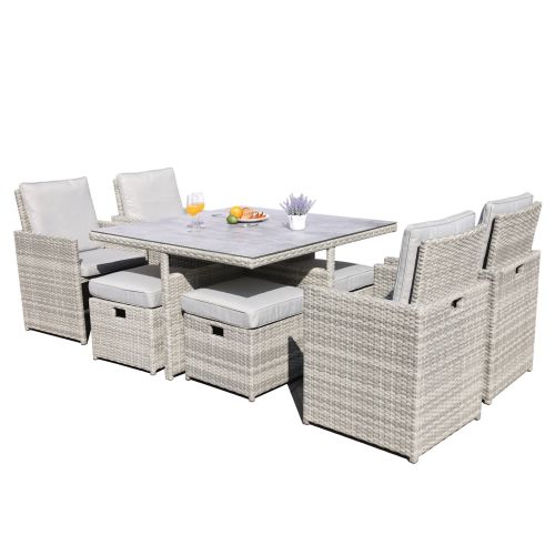 Hamilton 4 Seat Cube Set with Ceramic Glass Table