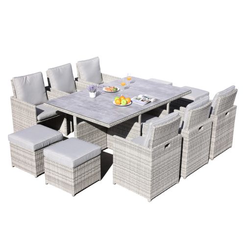 Hamilton 6 Seat Cube Set with Ceramic Glass Table