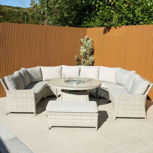 Hamilton U Shaped Sofa Set with With Round Dining Firepit Table