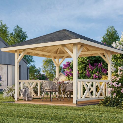 Betty 9m (3m x 3m) Heritage Wooden Gazebo with Floor and Roof Shingles