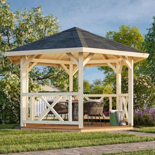 Betty 9.9m Heritage Wooden Gazebo with Floor and Roof Shingles