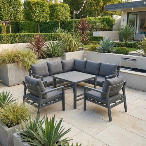 Claddagh Square Casual Dining Corner Set with 2 & 3 Seat Sofa, Table and 2 Armchairs