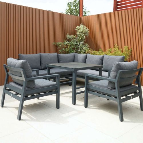 Claddagh Square Casual Dining Corner Set with 2 & 3 Seat Sofa, Table and 2 Armchairs