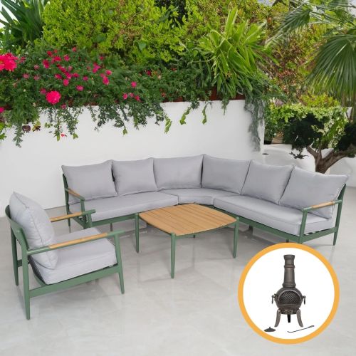 Emerald Corner Sofa Set with Single Armchair