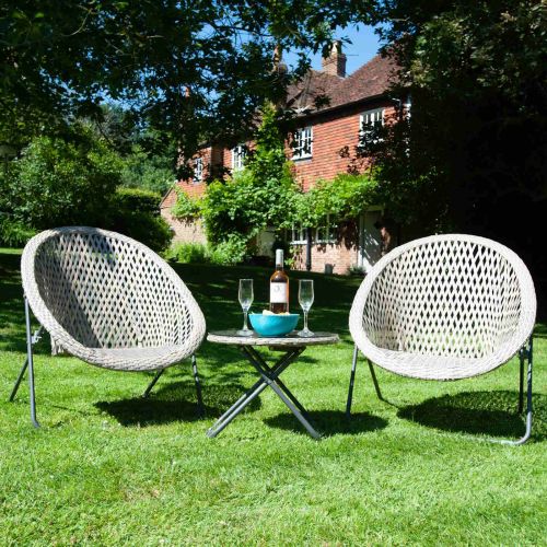 Tobs Rattan Folding Bistro Set - Grey