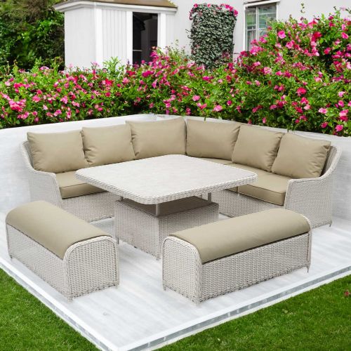 Connemara Rattan Corner Set with Square Rising Table
