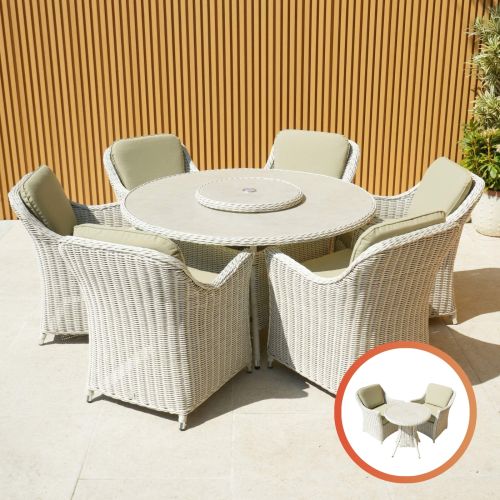 Connemara Rattan 6 Seater Round Dining Set with Lazy Susan