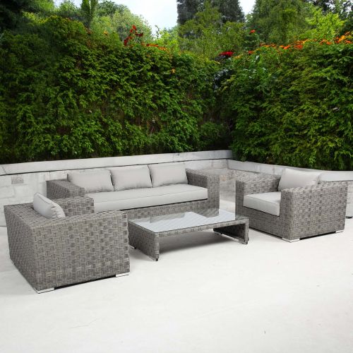 Elara Rattan Sofa Set with Rectangular Coffee Table
