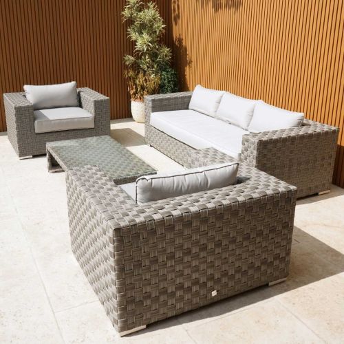 Elara Rattan Sofa Set with Rectangular Coffee Table