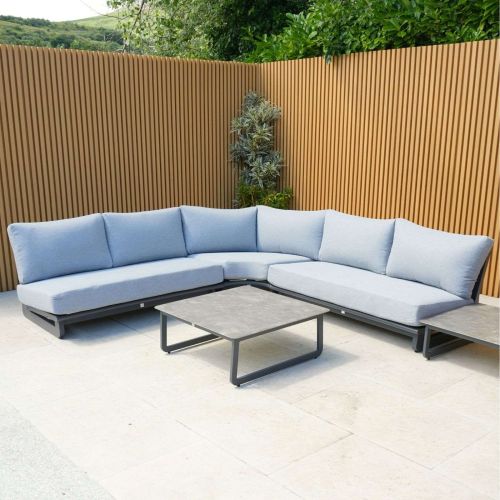 Celestial Corner Sofa Set with Side Table in Grey
