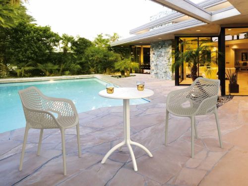 2 Taupe Air XL Chairs and White Octopus Table Set