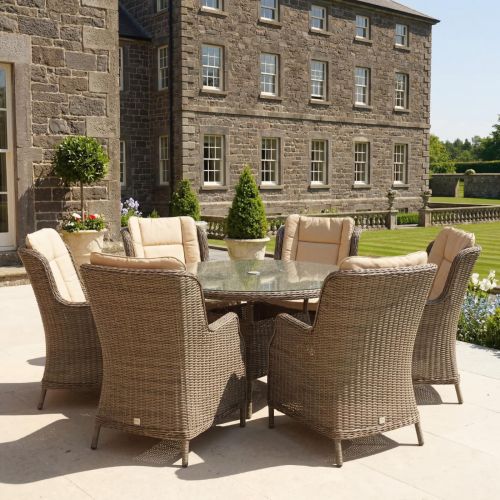 Boston 6 Seater Rattan Round Furniture Set