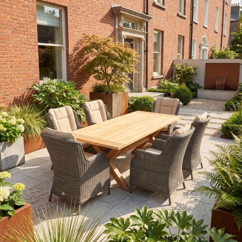 Regis Teak Dining Table with 6 Boston Chairs