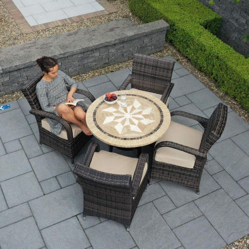 Cairo Rattan 4 Seater Dalkey Dining Set with Stone Top Table