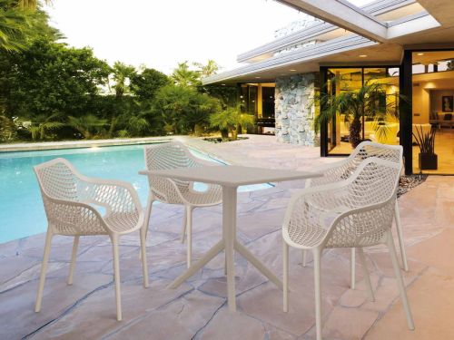 4 Air XL Chairs and Sky 80 Table Set in Taupe