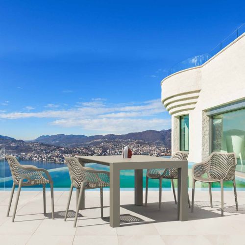 4 Air XL Chairs with Vegas 4-6 Rectangular Table in Taupe