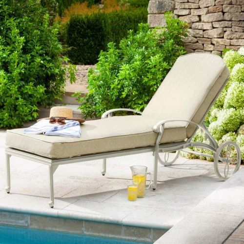 Capri Cast Aluminium Sun Lounger with Cushion - Beige