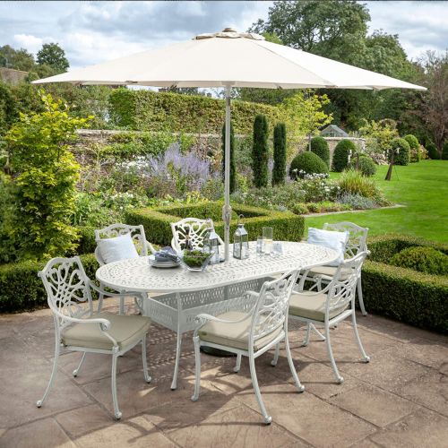 Hartman Capri 6 Seat Oval Cast Aluminium Dining Set in Maize