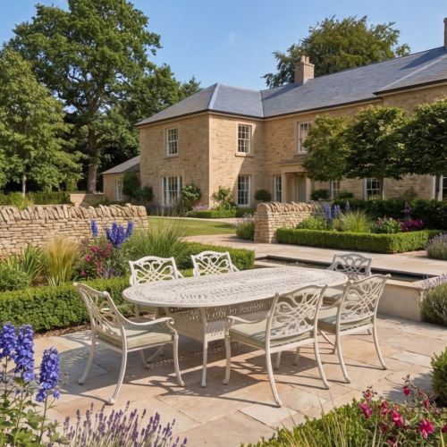 Hartman Capri 6 Seat Oval Cast Aluminium Dining Set in Maize