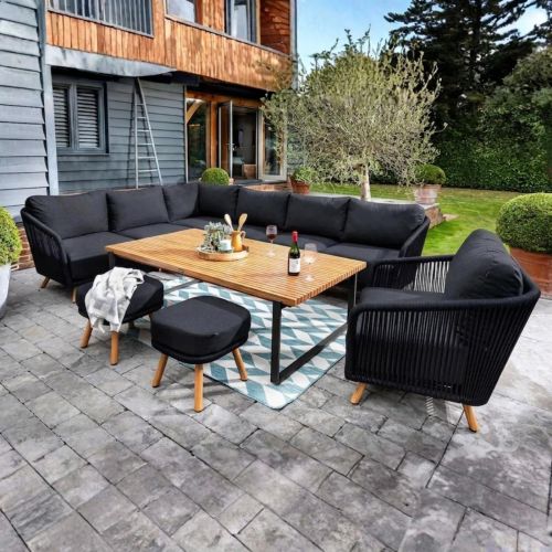 Hartman Eden Rectangular Casual Dining Set - Carbon / Noir / Acacia