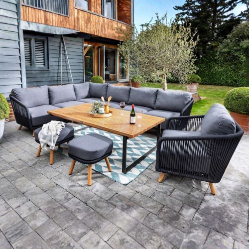 Hartman Eden Rectangular Casual Dining Set - Carbon / Noir / Acacia