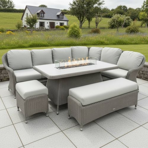 Alexander Rose Hazelmere Grey Rectangular Casual Dining Firepit Set