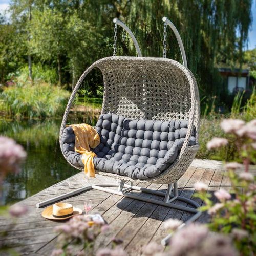 Heritage Double Hanging Chair with Cushion - Ash / Slate