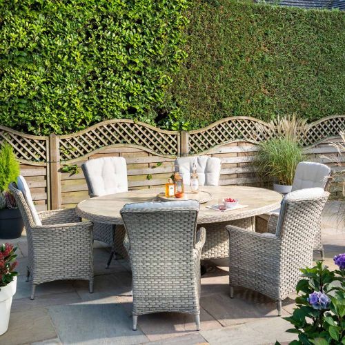 Hartman Heritage Tuscan 6 Seat Elliptical Rattan Set with Lazy Susan - Beech
