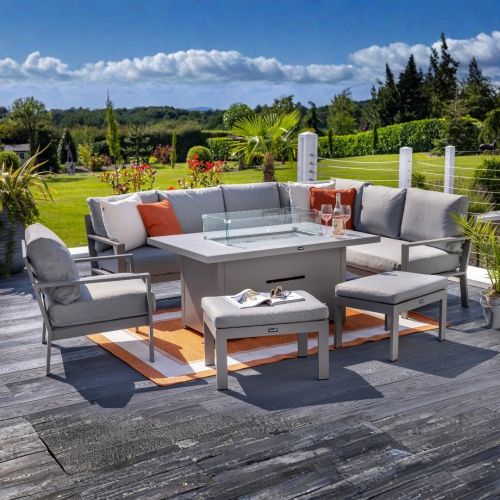 Hartman Rio Rectangular Casual Garden Dining Set with Gas Fire Pit Table