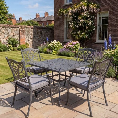 Sapphire 4 Seat Square Cast Aluminium Set in Grey