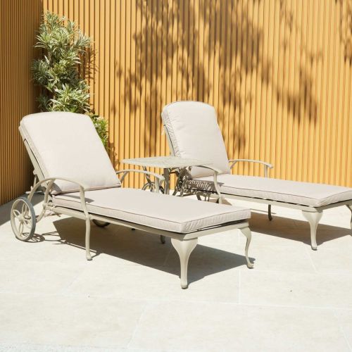 Sapphire Sun Lounger Set With Side Table in Sahara