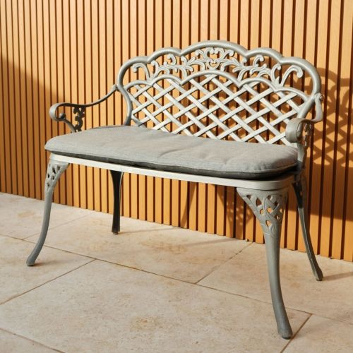 Mississippi Cast Aluminium Bench in Grey with Cushion