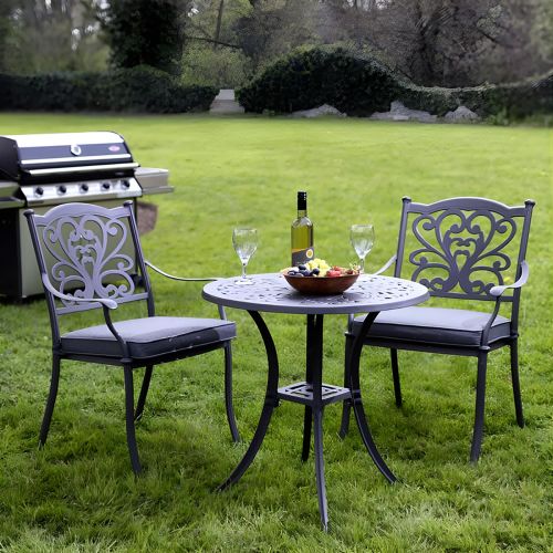 Sapphire Hampshire Cast Aluminium Round Bistro Garden Set in Grey