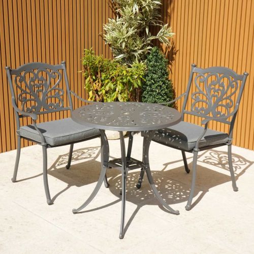 Sapphire Hampshire Cast Aluminium Round Bistro Set in Grey