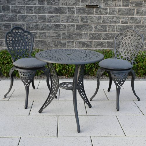 Mississippi Cast Aluminium Round Bistro Set in Grey