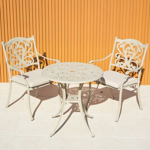 Sapphire Hampshire Cast Aluminium Round Bistro Set in Sahara