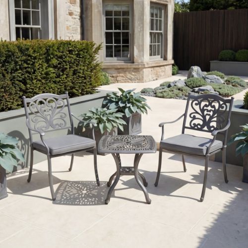 Sapphire Side Table with 2 Hampshire Chairs in Grey