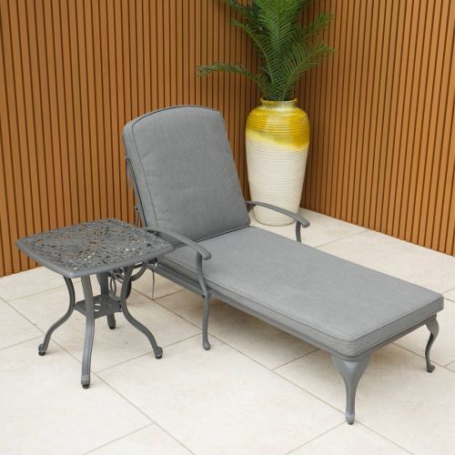 Sapphire Sun Lounger with Side Table in Grey